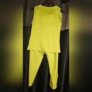INC. WOMEN'S CHARTREUSE 2 PIECE SLEEVELESS TOP BLOUSE (S) WITH PANTS (10) NWOT